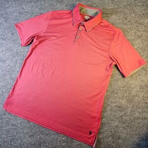 Ashworth Polo Shirt Men's Medium Coral Pink Performance‎ Stretch Golf S/S Casual